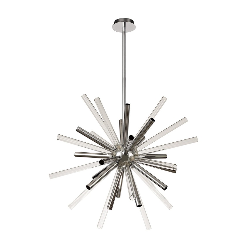 Photograph: Idolite Balkan Polished Chrome Finish 16 Light Pendant With Clear & Chrome Glass