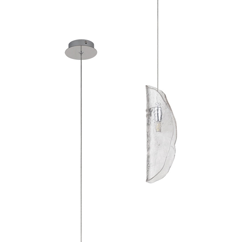 Photograph: Idolite Bangeta Polished Chrome Single Pendant Light Complete With Clear Glass