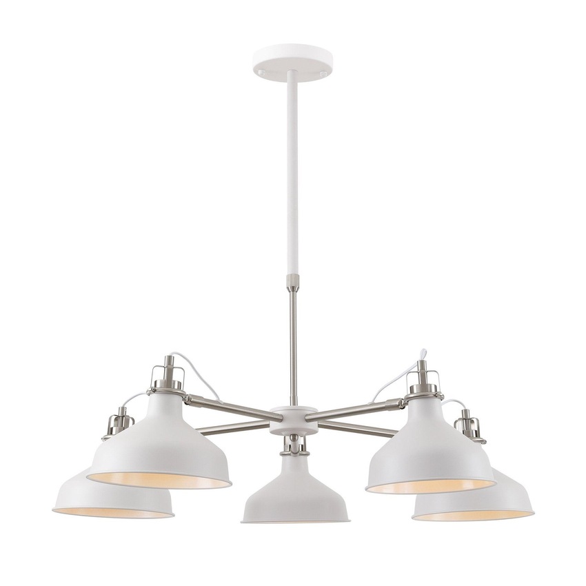 Photograph: Idolite Blackwall Sand White/Satin Nickel Large 5 Light Pendant