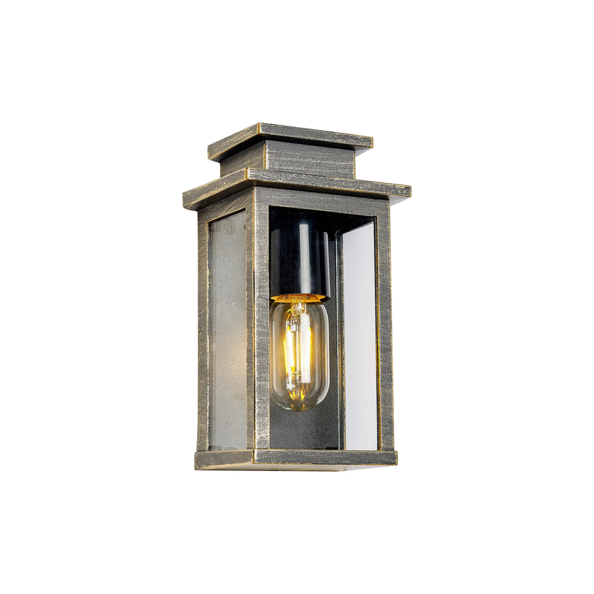 Photograph: Idolite Broom Brushed Gold And Black Exterior Flush Lantern Light - IP44