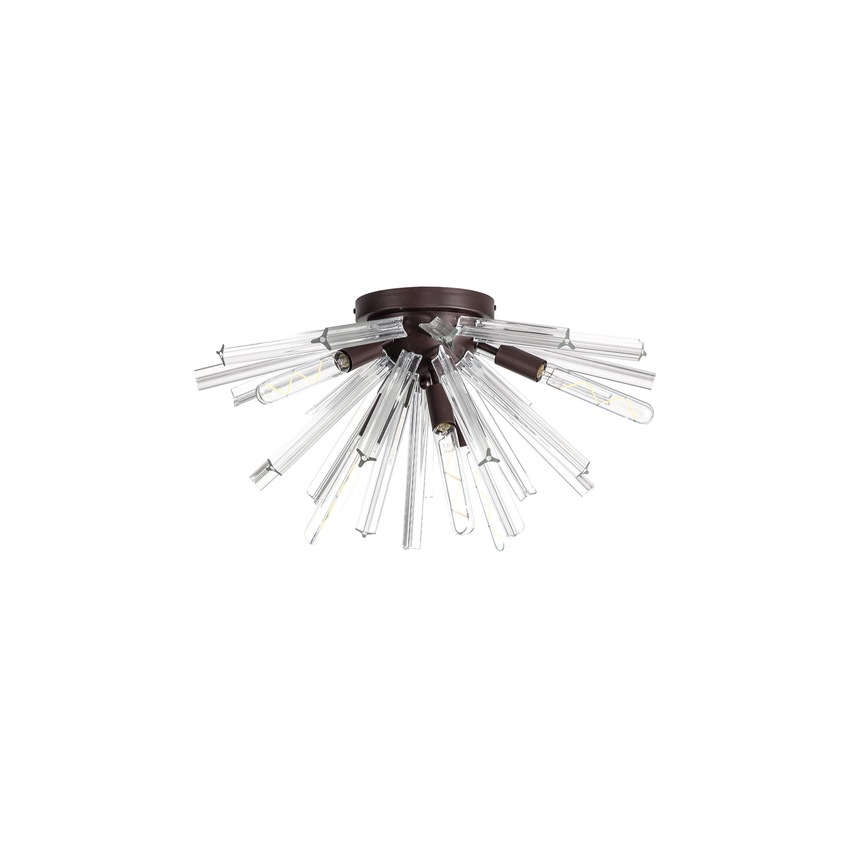 Photograph: Idolite Burns Brown Oxide 6 Light Semi-Flush Ceiling Light Complete With Clear Glass Rods