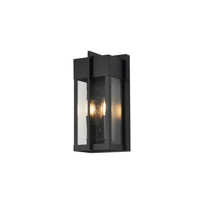 Photograph: Idolite Butterton Rectangular 2 Light Medium Flush Wall Lantern Complete With Seeded Clear Glass - IP54