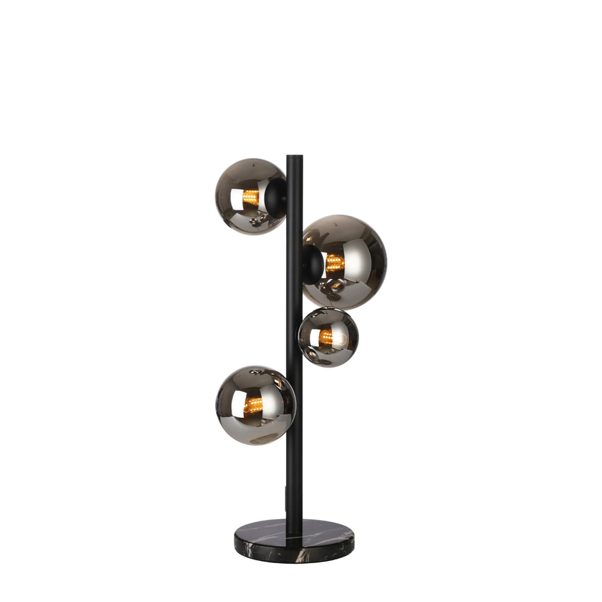 Photograph: Idolite Calix IDOHC/7409 Table Lamp, 4 x G9, Glass in a Satin Black/Chrome Plated Finish
