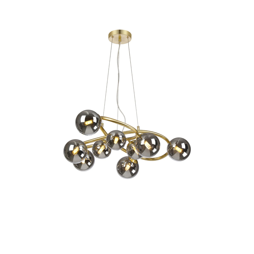 Photograph: Idolite Calix IDOHC/GS1689 Twisted Pendant, 9 x G9, Glass in a Satin Gold/Chrome Plated Finish