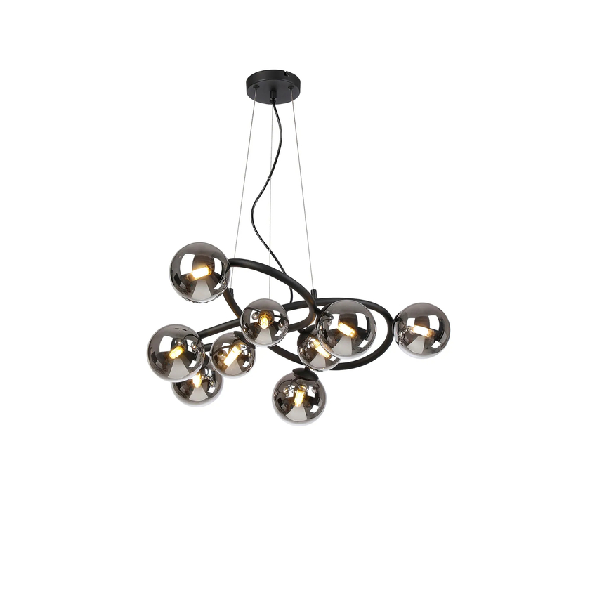 Photograph: Idolite Calix IDOHC/LB1689 Twisted Pendant, 9 x G9, Glass in a Satin Black/Chrome Plated Finish