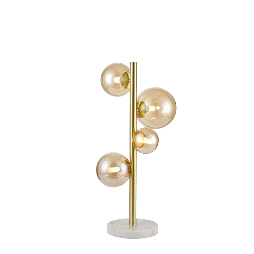 Photograph: Idolite Calix IDOMA/6239 Table Lamp, 4 x G9, Glass in a Satin Gold/Amber Plated Finish