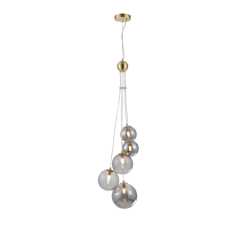 Photograph: Idolite Calix IDOMS/1239 Pendant, 5 x G9, Glass in a Satin Gold/Smoke Plated Finish