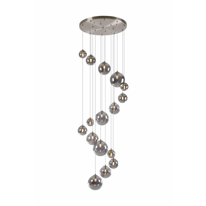 Photograph: Idolite Calix IDOMS/1609 Pendant, 16 x G9, Glass in a Satin Nickel/Smoke Plated Finish