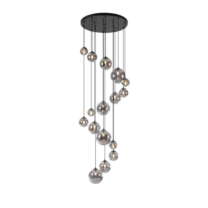 Photograph: Idolite Calix IDOMS/3409 Pendant, 16 x G9, Glass in a Satin Black/Smoke Plated Finish