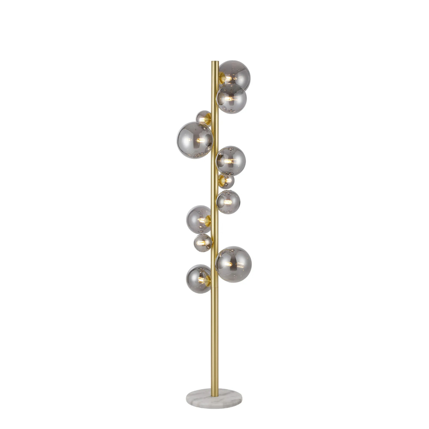 Photograph: Idolite Calix IDOMS/7239 Floor Lamp, 11 x G9, Glass in a Satin Gold/Smoke Plated Finish