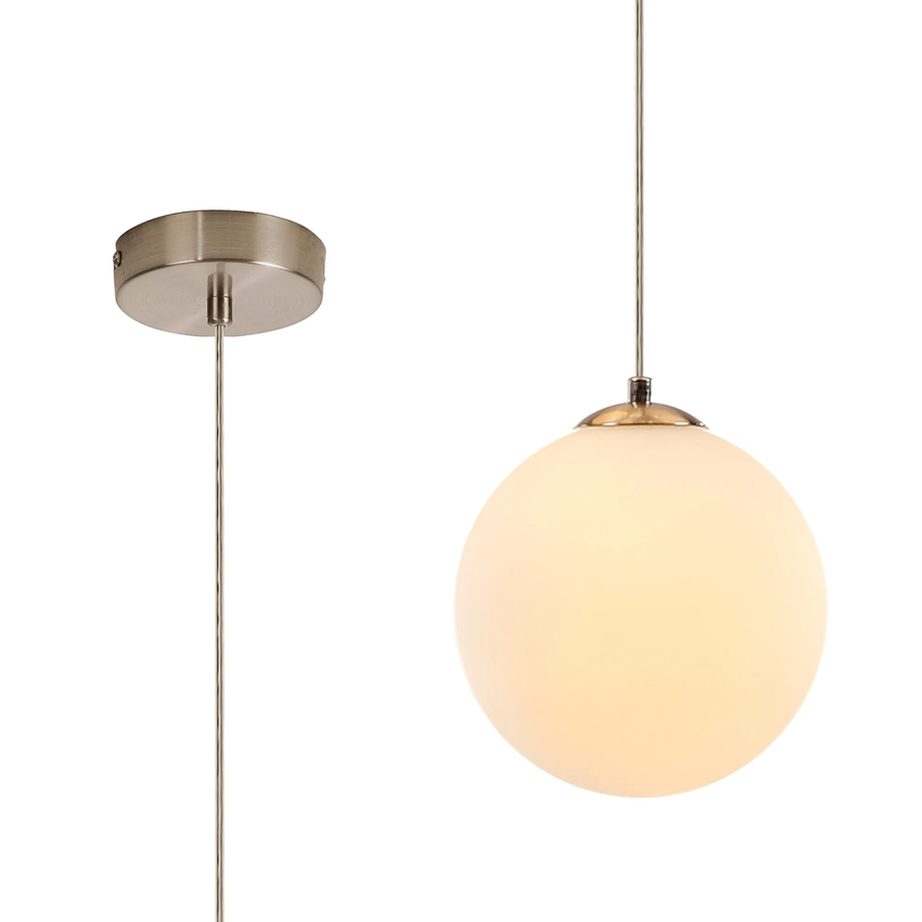 Photograph: Idolite Calix IDOPO/1939 Single Pendant, 1 x G9, in a Satin Nickel/Opal Finish