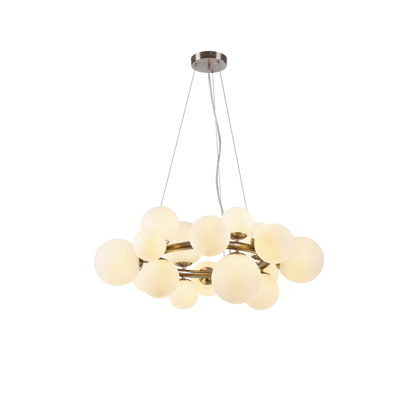 Photograph: Idolite Calix IDOPO/9509 Circular Pendant, 16 x G9, Glass in a Satin Nickel/Opal Finish