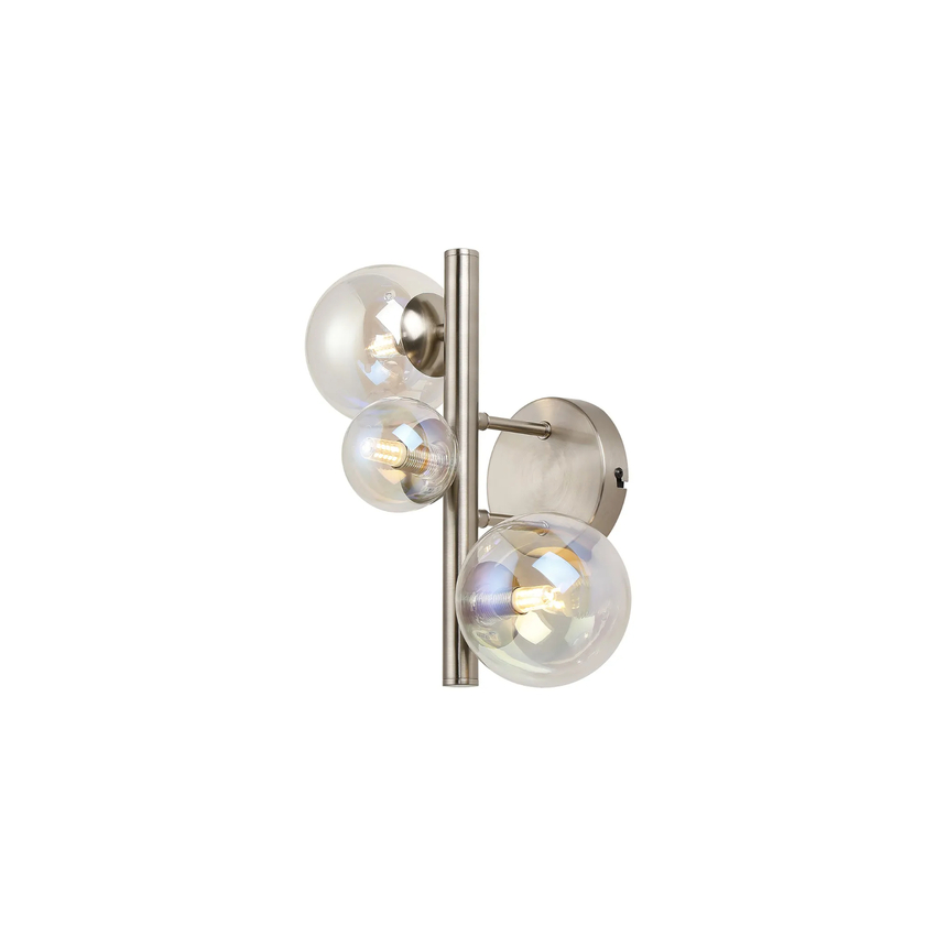 Photograph: Idolite Calix IDORI/3609 Wall Lamp, 3 x G9, Glass in a Satin Nickel/Iridescent Plated Finish