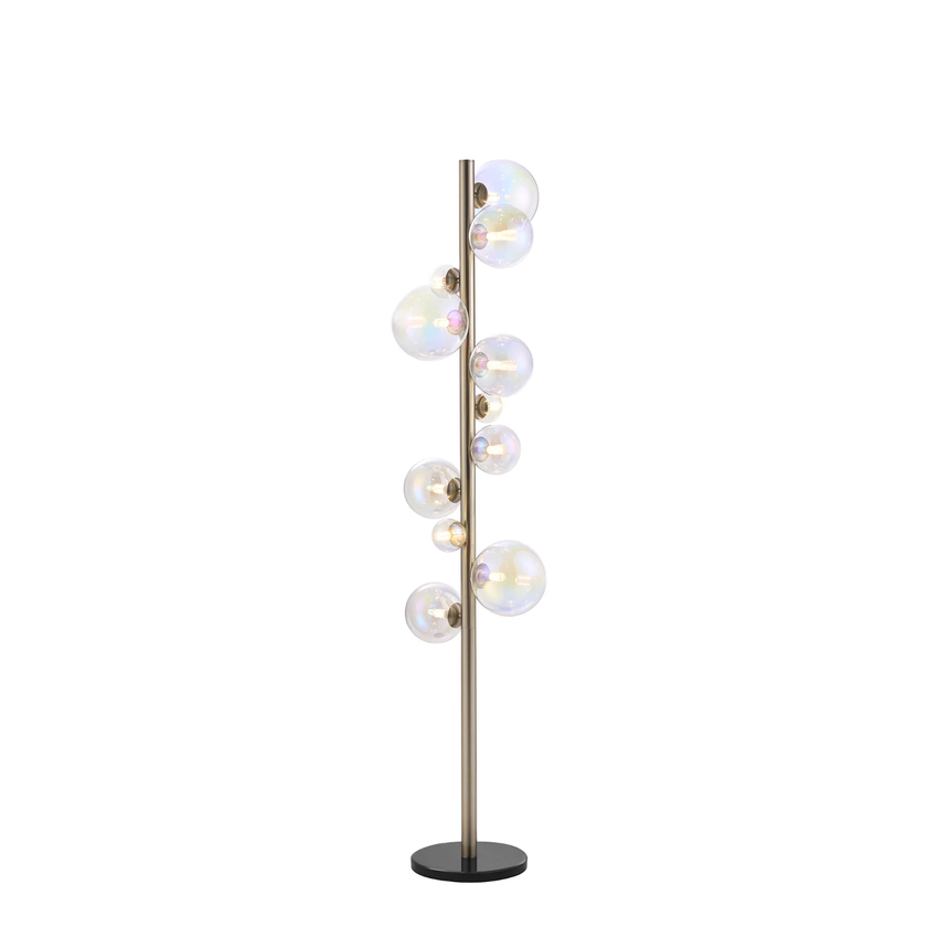 Photograph: Idolite Calix IDORI/6609 Floor Lamp, 11 x G9, Glass in a Satin Nickel/Iridescent Plated Finish