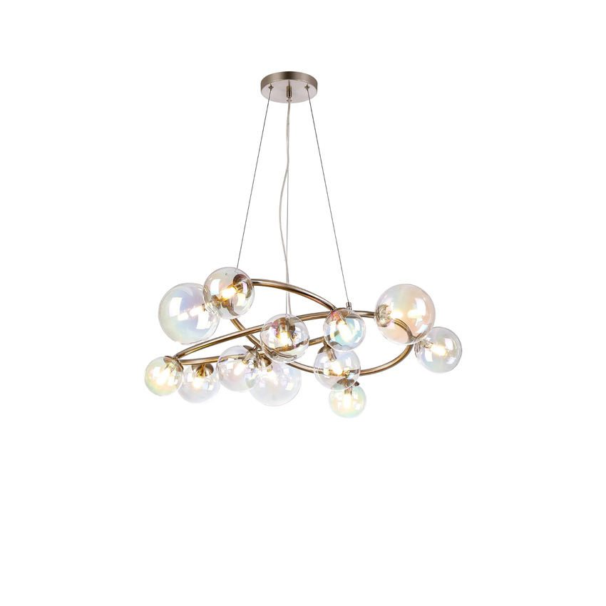 Photograph: Idolite Calix IDORI/NS2689 Twisted Pendant, 12 x G9, Glass in a Satin Nickel/Iridescent Plated Finish