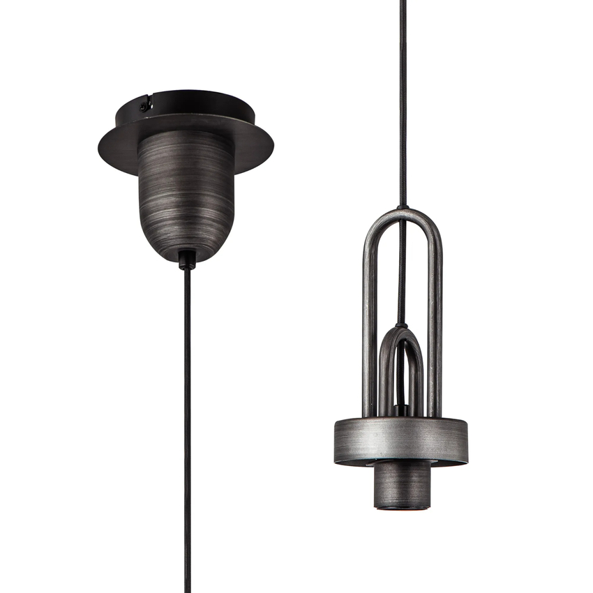 Photograph: Idolite Camille 1 Light Pendant, 1 x E27, Aged Pewter/Matt Black