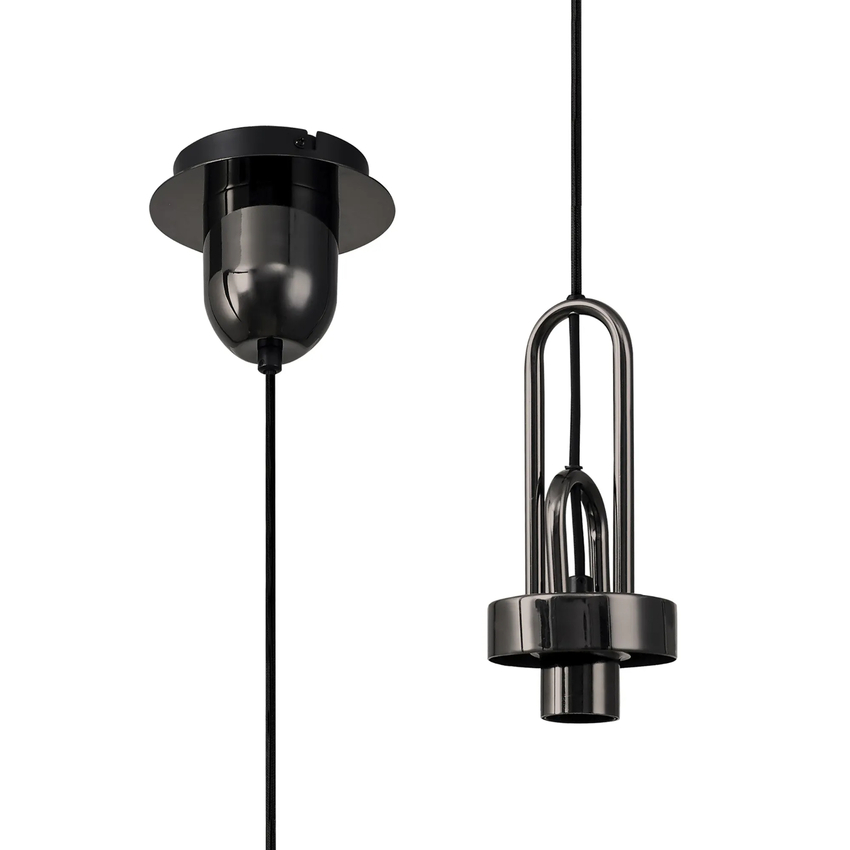 Photograph: Idolite Camille 1 Light Pendant, 1 x E27, Black Chrome/Matt Black