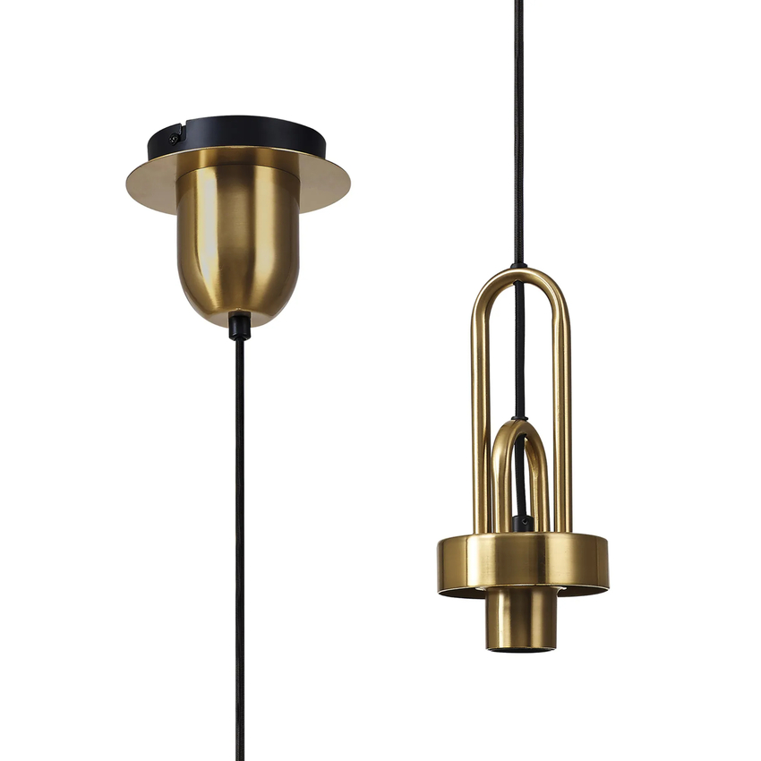 Photograph: Idolite Camille 1 Light Pendant, 1 x E27, Brass Gold/Matt Black