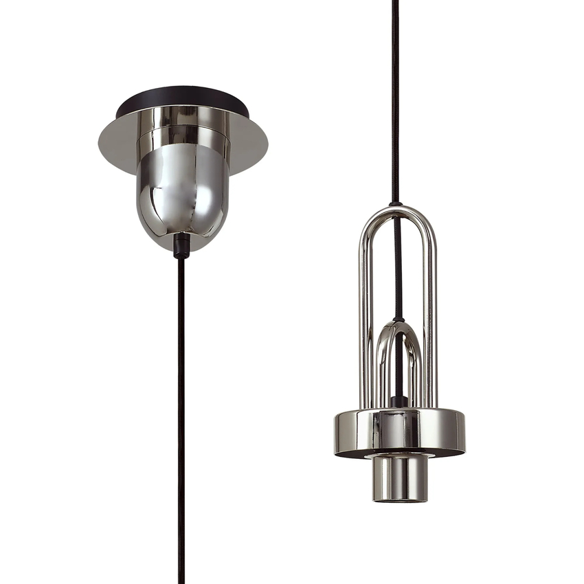 Photograph: Idolite Camille 1 Light Pendant, 1 x E27, Polished Nickel/Matt Black