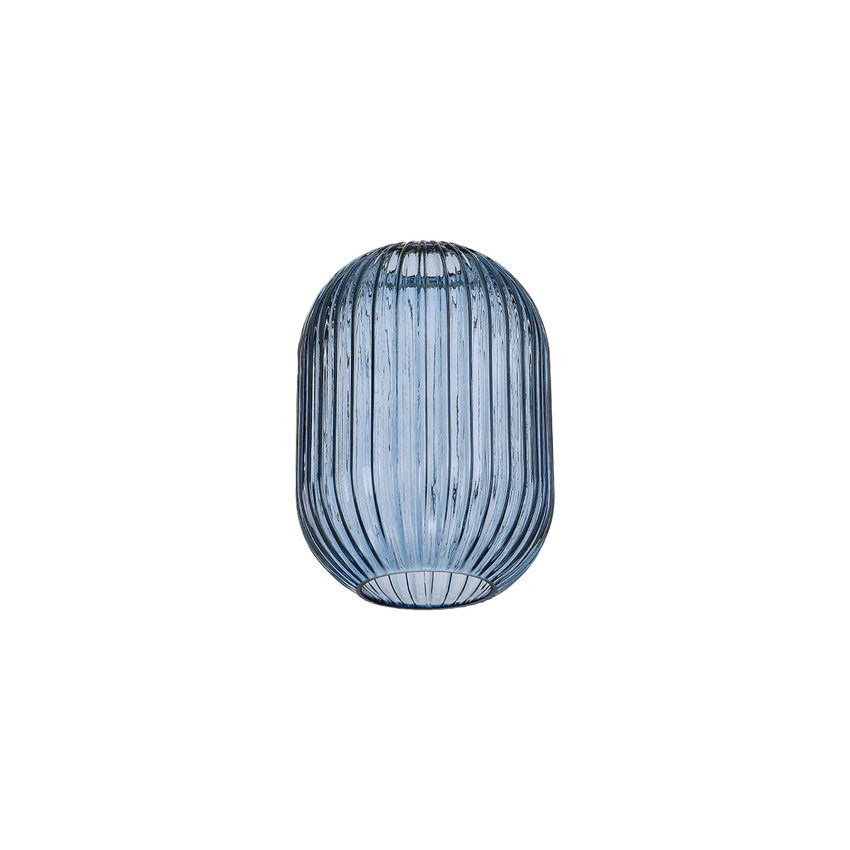Photograph: Idolite Camille 14x20cm Almond Ribbed Glass, Petrol Blue