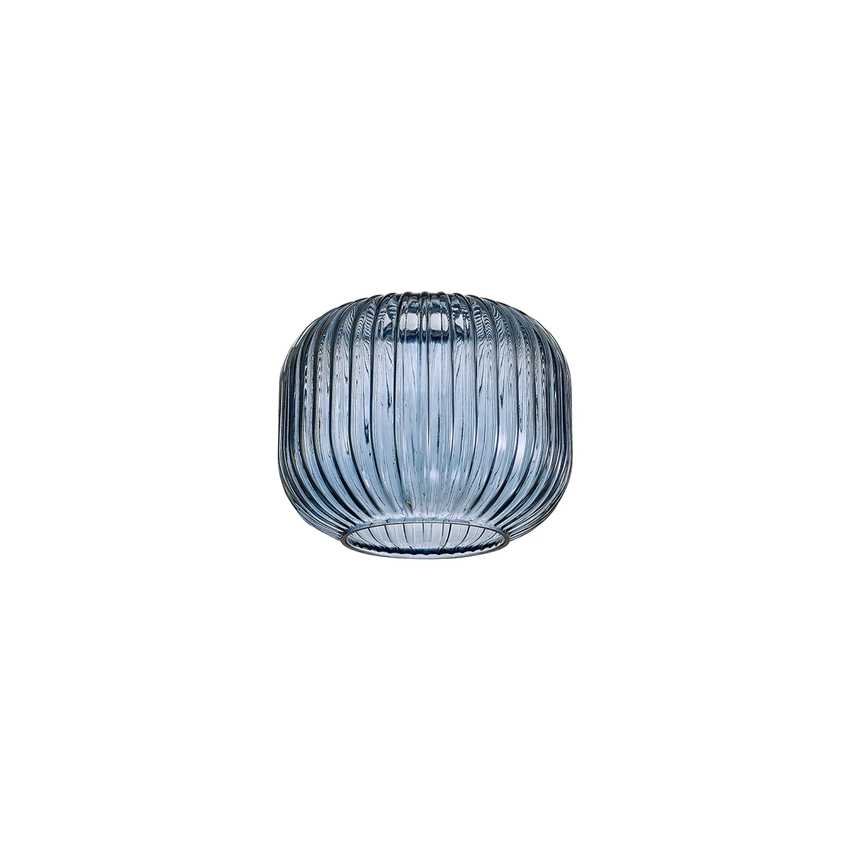Photograph: Idolite Camille 16x13cm Pumpkin Shaped Ribbed Glass, Petrol Blue