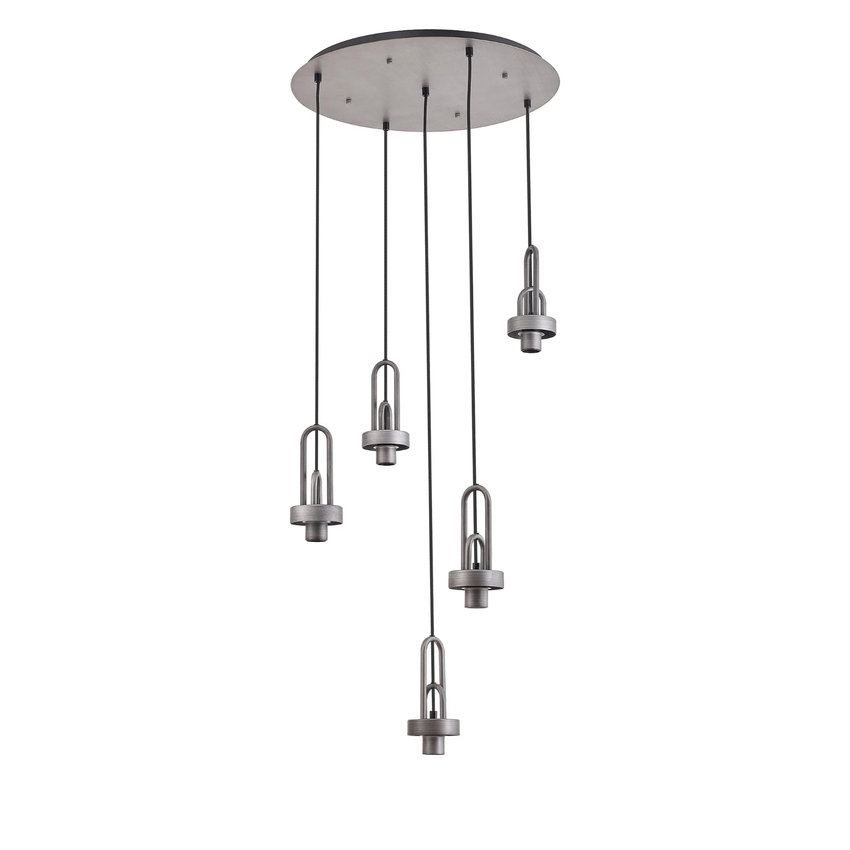 Photograph: Idolite Camille 2.5m Round Suspension Kit, 5 x E27, Aged Pewter/Matt Black