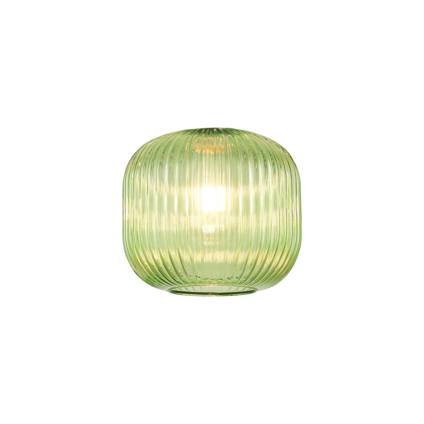 Photograph: Idolite Camille 20cm Pumpkin Shaped Ribbed Glass, Green