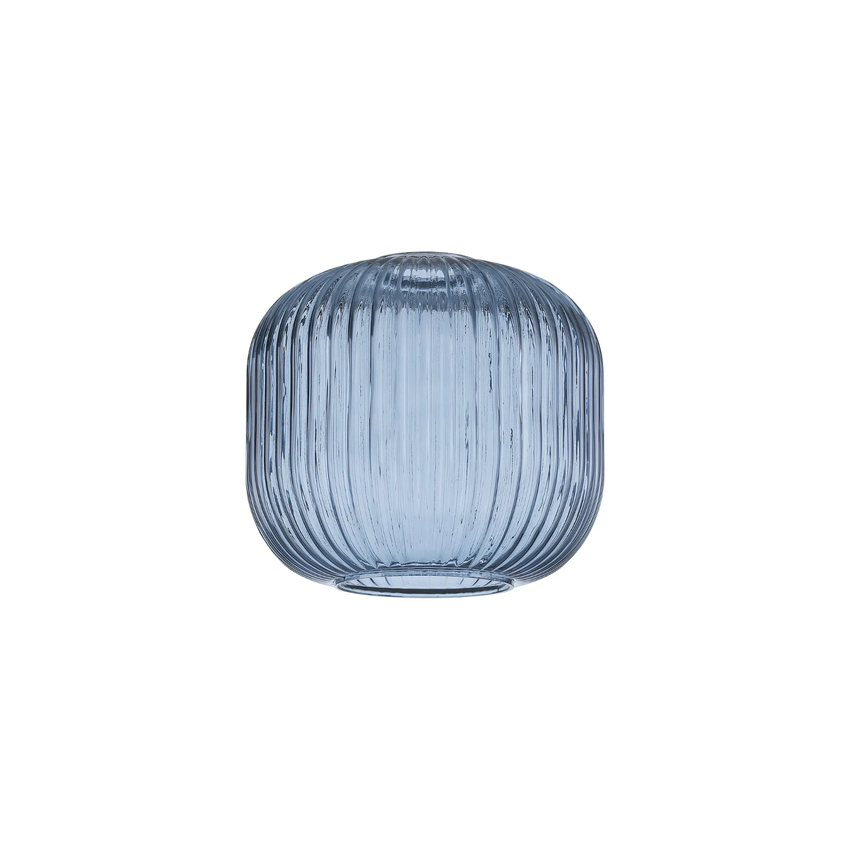 Photograph: Idolite Camille 20cm Pumpkin Shaped Ribbed Glass, Petrol Blue