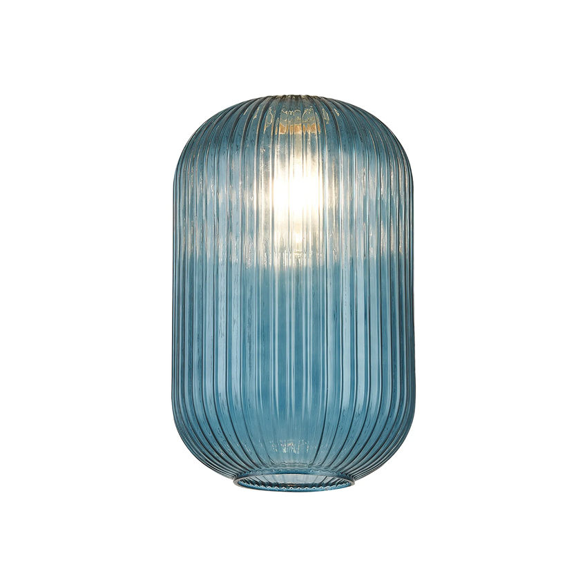 Photograph: Idolite Camille 20cm Tubular Ribbed Glass, Petrol Blue
