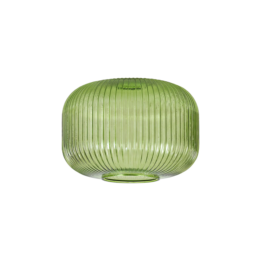 Photograph: Idolite Camille 25cm Pumpkin Shaped Ribbed Glass, Green