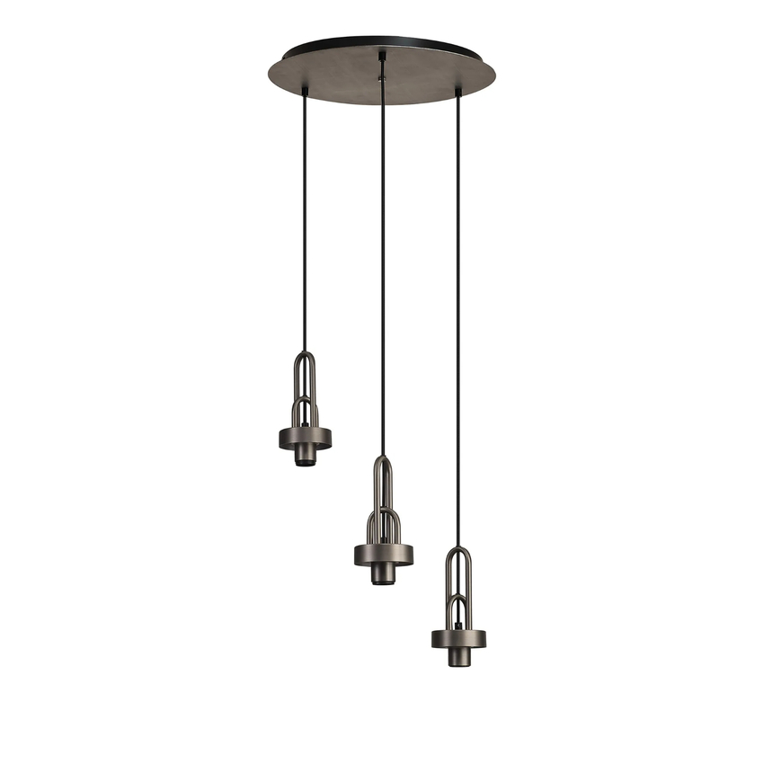 Photograph: Idolite Camille 2m Round Suspension Kit, 3 x E27, Antique Silver/Matt Black