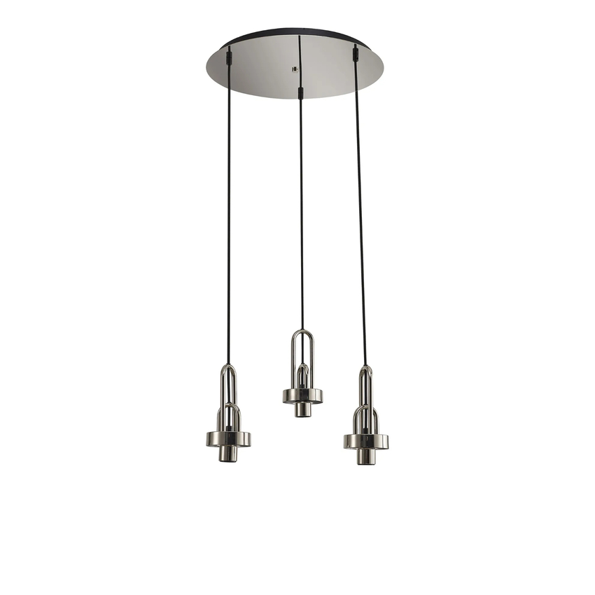 Photograph: Idolite Camille 2m Round Suspension Kit, 3 x E27, Polished Nickel/Matt Black