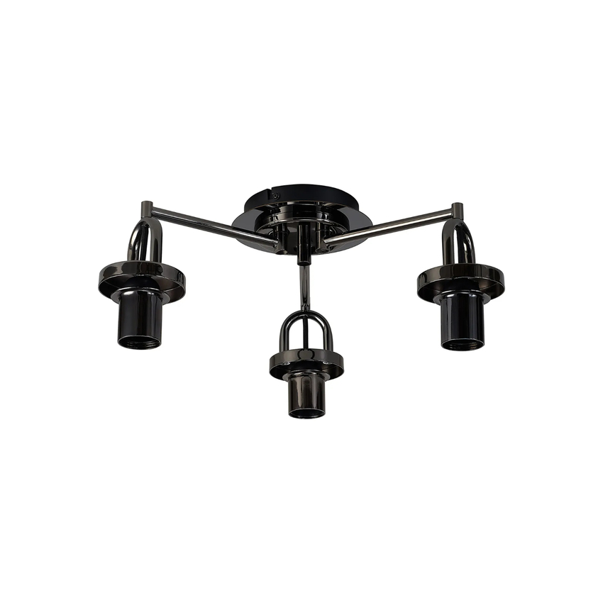 Photograph: Idolite Camille 44.5cm Semi Flush Ceiling Light, 3 x E27, Black Chrome
