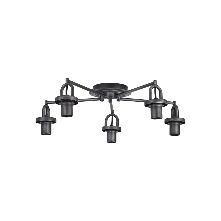 Photograph: Idolite Camille 64.5cm Semi Ceiling Light, 5 x E27, Aged Pewter