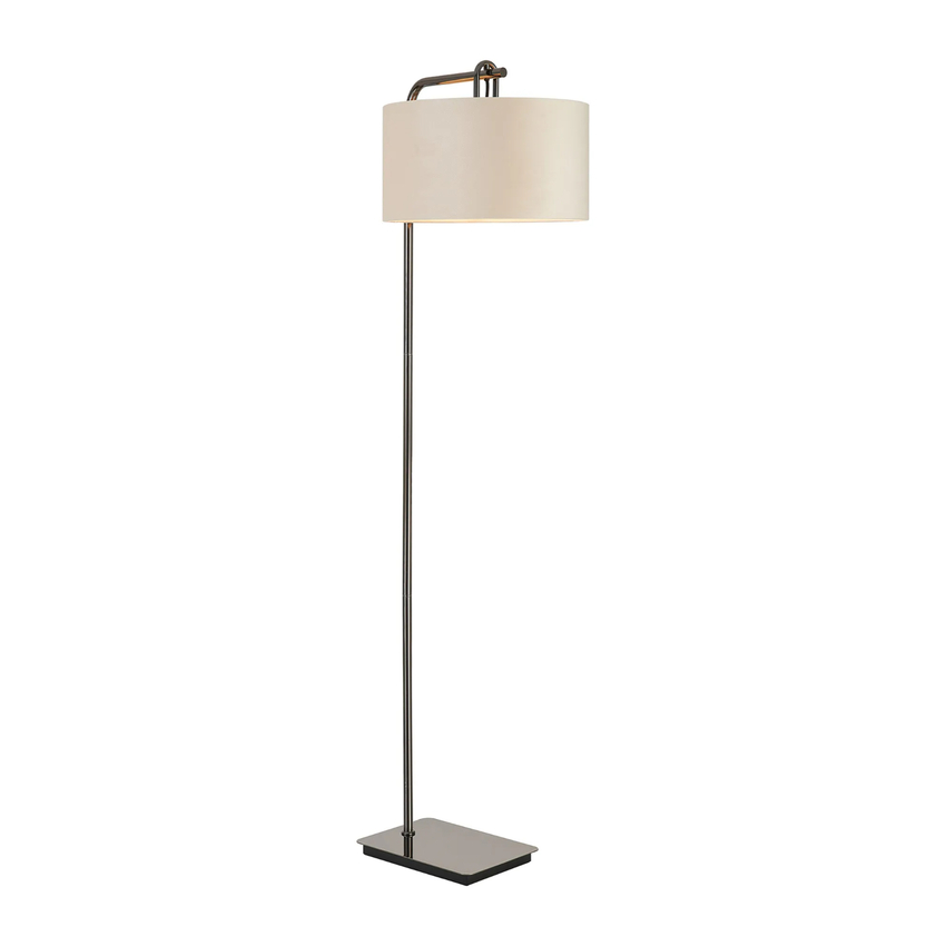 Photograph: Idolite Camille Floor Lamp, 1 Light E27, Black Chrome/Matt Black/Mink/Prosecco 40x22cm Velvet Shade