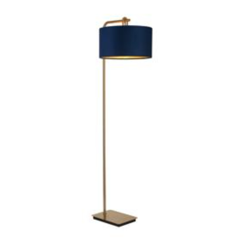 Photograph: Idolite Camille Floor Lamp, 1 Light E27, Brass Gold/Matt Black/Navy/Gold 40x22cm Velvet Shade
