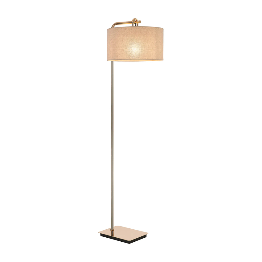 Photograph: Idolite Camille Floor Lamp, 1 Light E27, French Gold/Matt Black/Sandstone 40x22cm Linen Shade