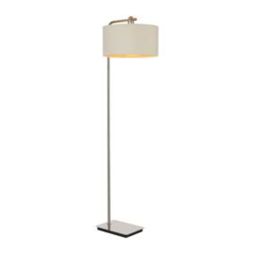 Photograph: Idolite Camille Floor Lamp, 1 Light E27, Polished Nickel/Matt Black/Ivory/Champagne 40x22cm Velvet Shade
