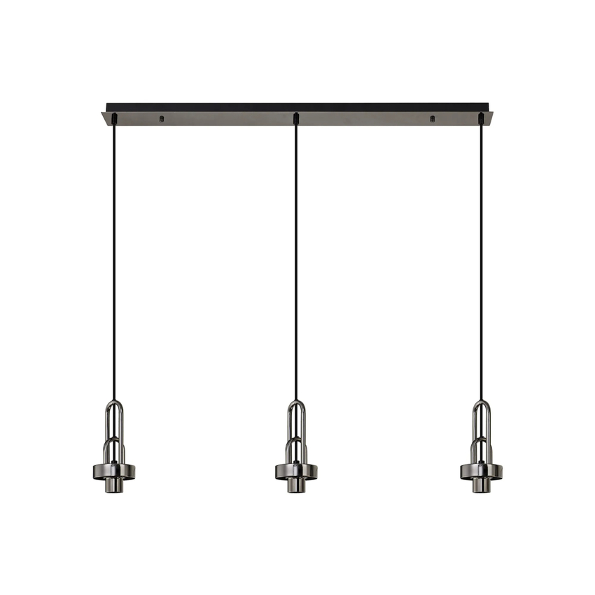Photograph: Idolite Camille Linear Suspension Kit, 3 x E27, Black Chrome/Matt Black