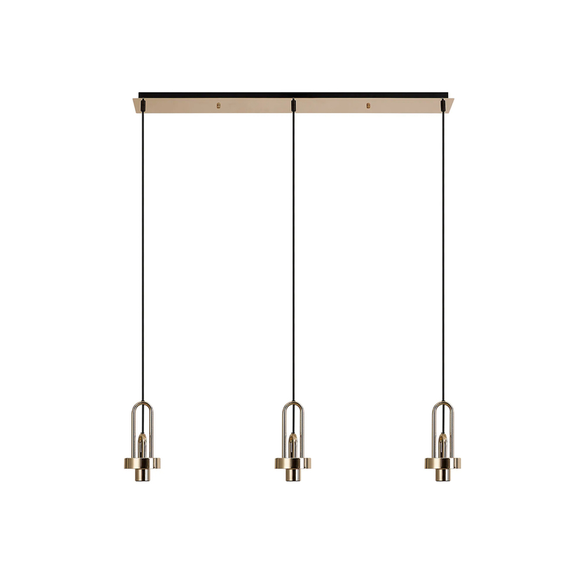 Photograph: Idolite Camille Linear Suspension Kit, 3 x E27, French Gold/Matt Black