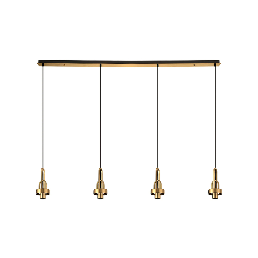 Photograph: Idolite Camille Linear Suspension Kit, 4 x E27, Brass Gold/Matt Black