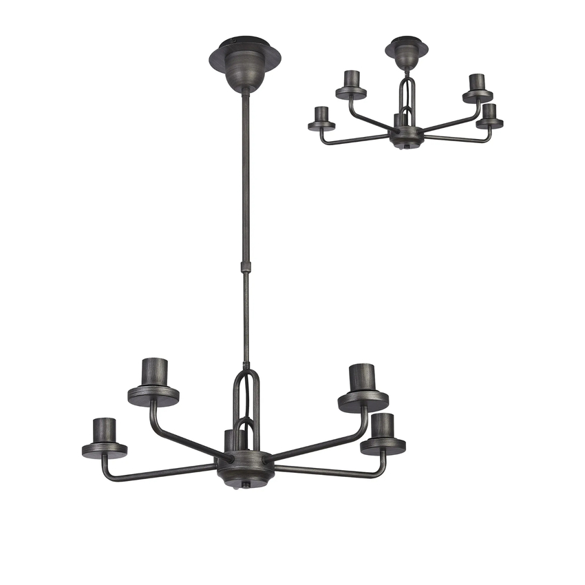 Photograph: Idolite Camille Pendant/Semi Flush Light, 5 x E27, Aged Pewter