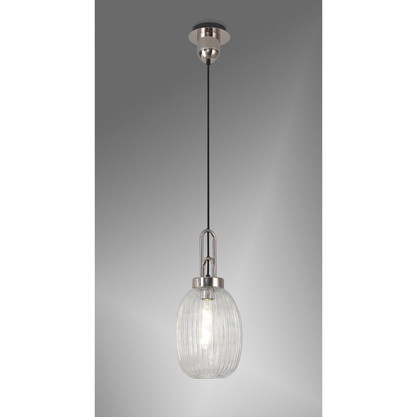 Photograph: Idolite Camille Polished Nickel Single Pendant Light With Clear Ribbed Glass