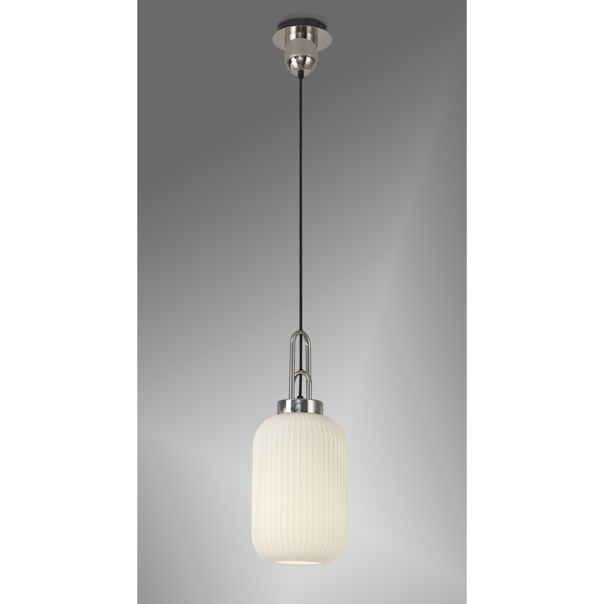 Photograph: Idolite Camille Polished Nickel Single Pendant Light With Opal Ribbed Glass
