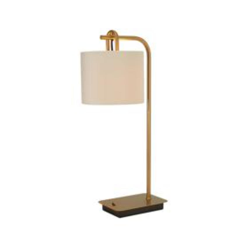 Photograph: Idolite Camille Table Lamp, 1 Light E27, Brass Gold/Matt Black/Ivory/Champagne 20x16.5cm Velvet Shade