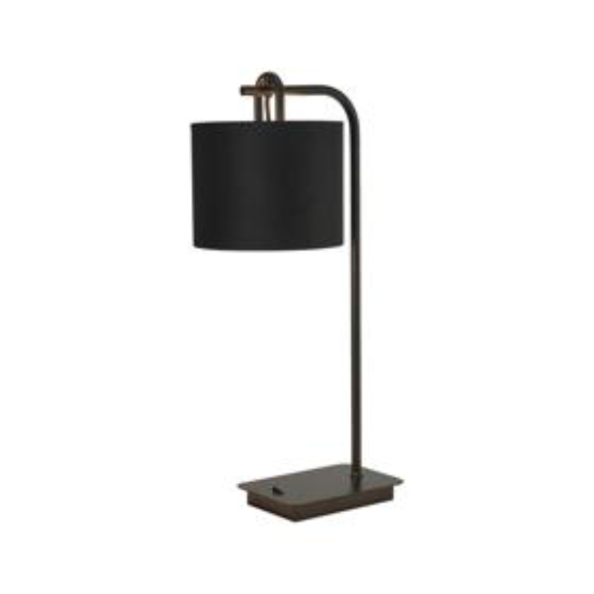 Photograph: Idolite Camille Table Lamp, 1 Light E27, Matt Black/Matt Black/Black/Prosecco 20x16.5cm Velvet Shade