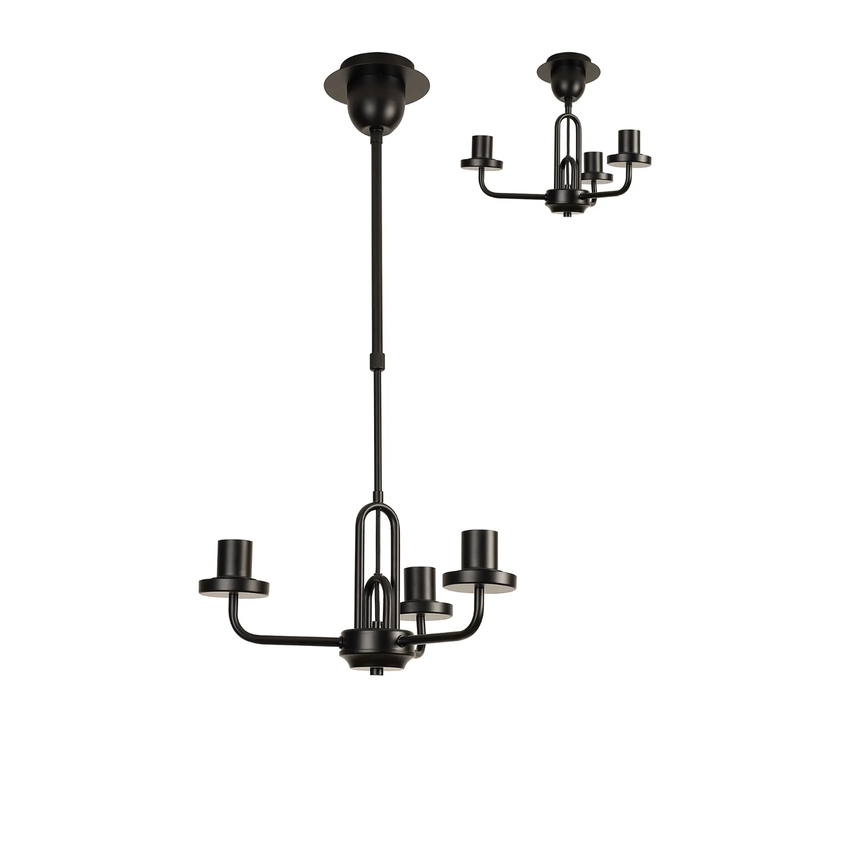 Photograph: Idolite Camille Telescopic Pendant/Semi Flush Light, 3 x E27, Matt Black