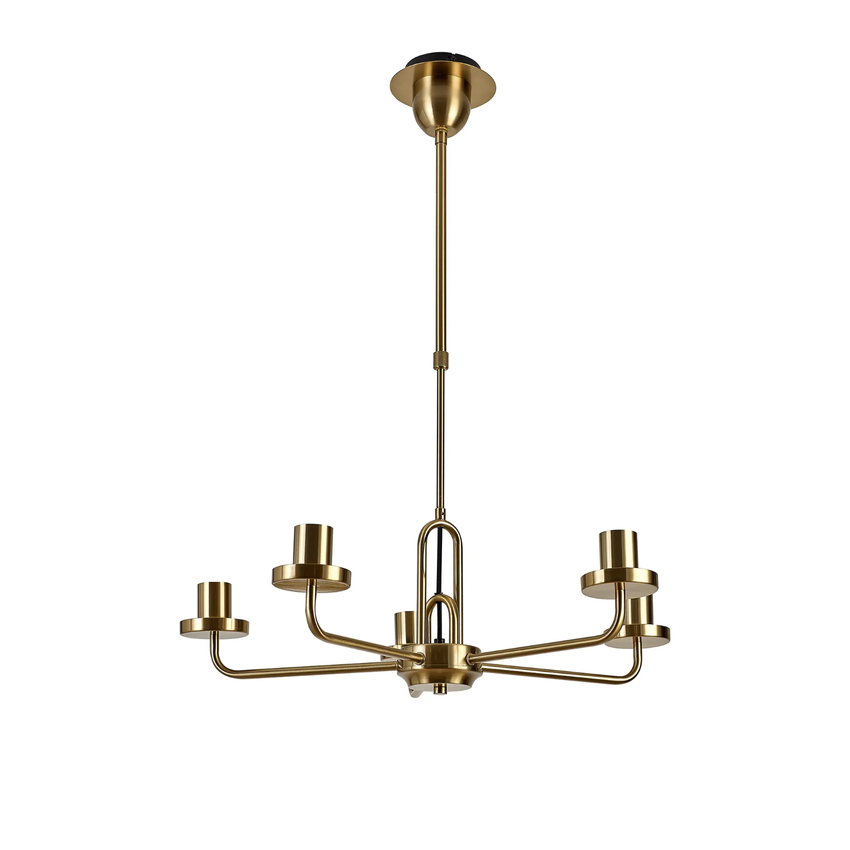 Photograph: Idolite Camille Telescopic Pendant/Semi Flush Light, 5 x E27, Brass Gold