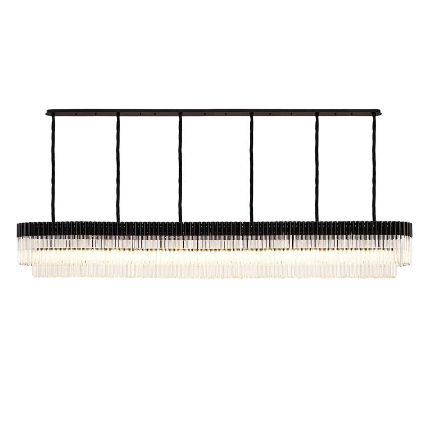 Photograph: Idolite Carpathian 16 Light Extra Large 3m Linear Bar Pendant Chandelier In Black With Clear Glass