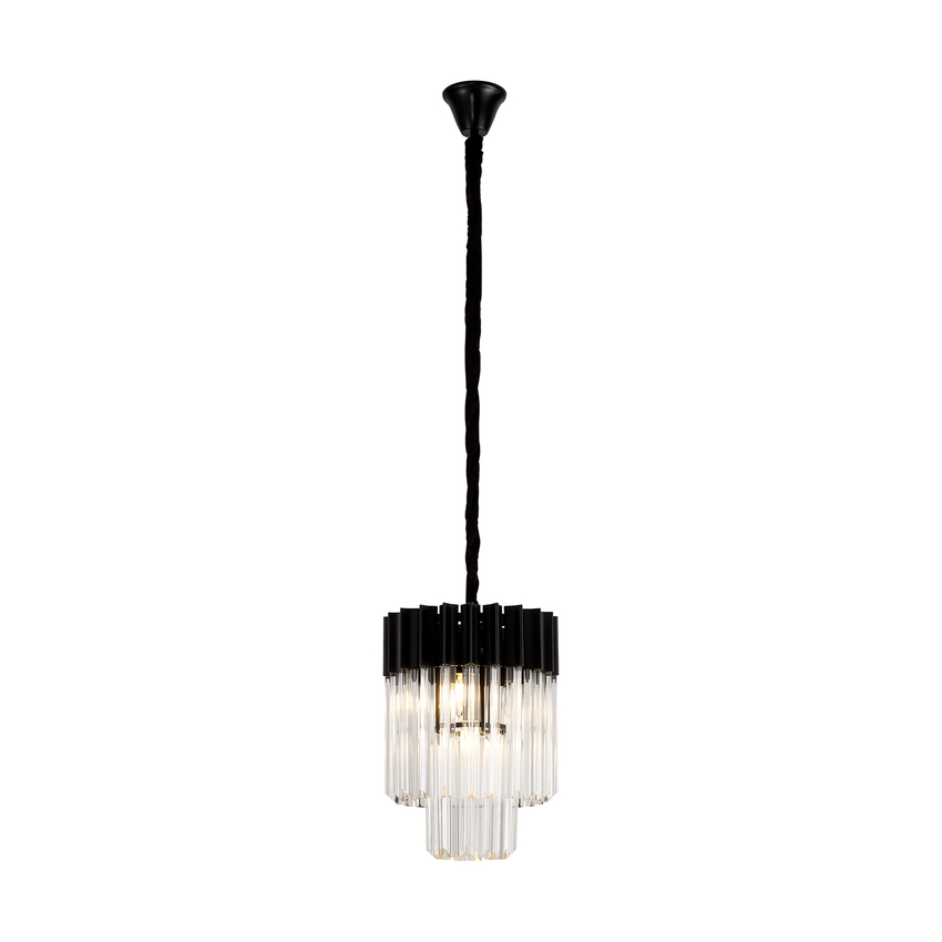 Photograph: Idolite Carpathian 4 Light Round Pendant Chandelier In Black With Clear Glass